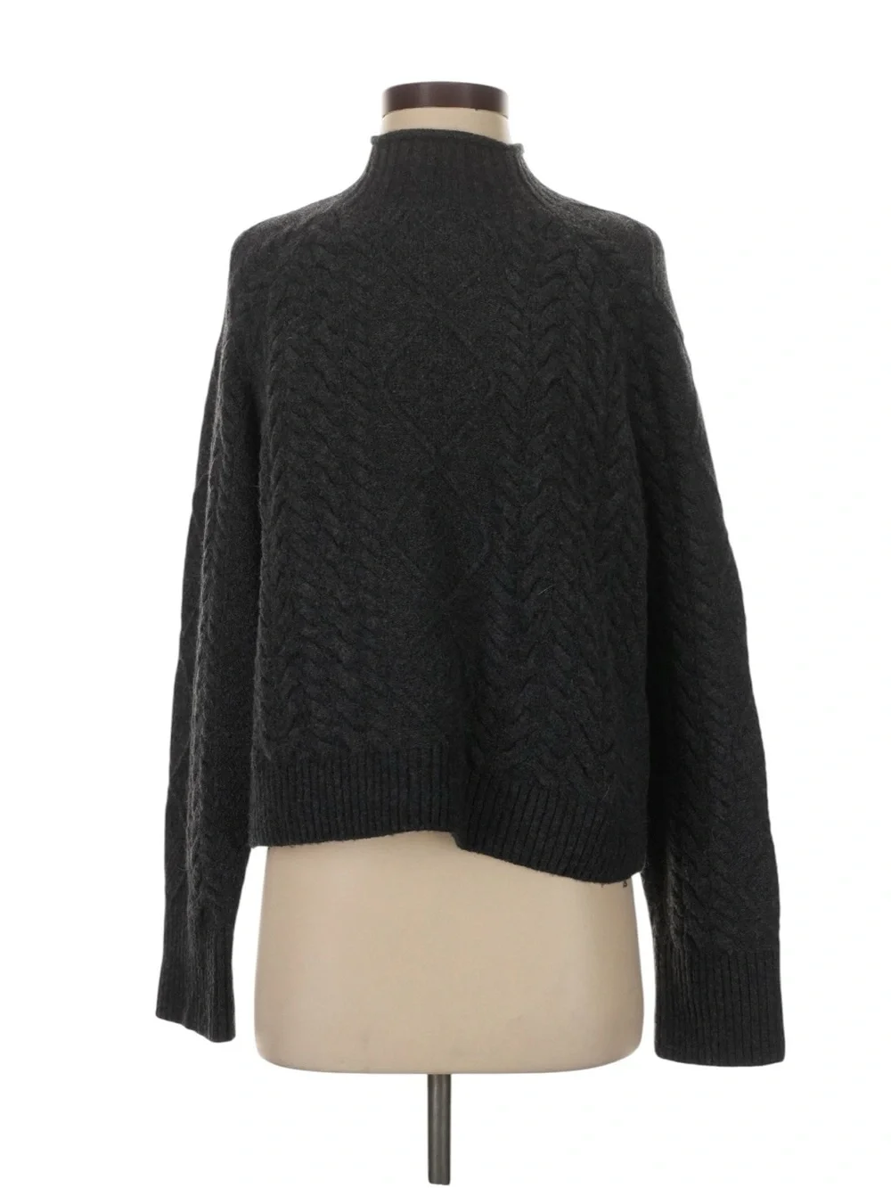 J. Crew Cable Knit Rollneck Sweater in Supersoft Yarn Size Small Gray Cozy Fall